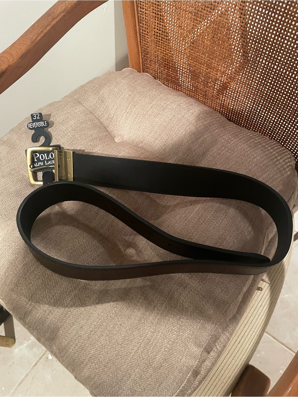 Polo Ralph Lauren Black/brown Reversible Leather Belt Gold Buckle Size 32